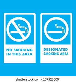 blue color line icon smoking and no smoking area sign