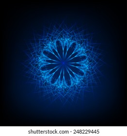 blue color Lotus mandala with Paisley. abstract background.