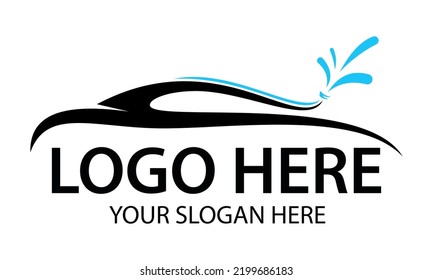 Blue Color Luxury Car Water Splash Logo Design