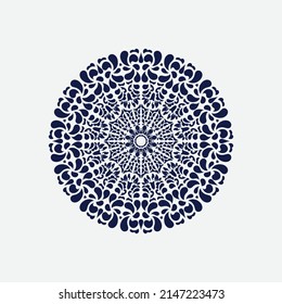 Blue color mandala with white  background Premium Vector template
