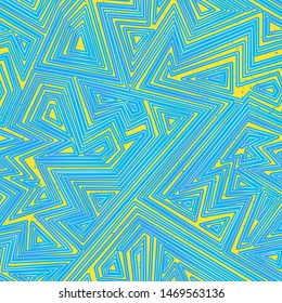 Blue color maze seamless pattern.