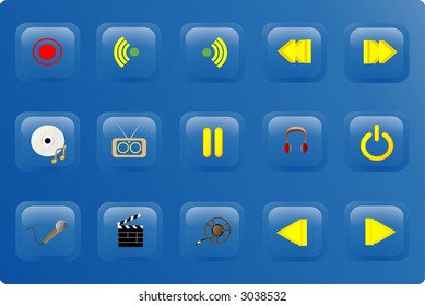 blue color media button set