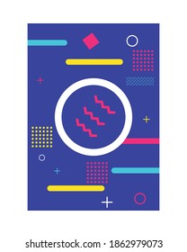 color azul memphis estilo fondo con figuras y círculos diseño de ilustraciones vectoriales
