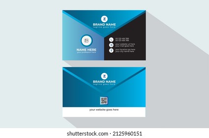 Color azul moderno creativo tarjeta profesional y nombre limpio, diseño simple de plantilla de tarjeta de visita 87 con diseño de vector de círculo y triángulo
