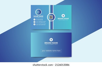 Blue color moder creative professional and clean name card, simple business card template design 76 with circle and triangle vector layout