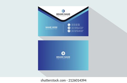 Color azul moderno creativo tarjeta profesional y nombre limpio, diseño simple de plantilla de tarjeta de visita 83 con diseño de vector de círculo y triángulo