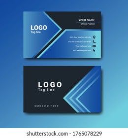 blue color modern business card template for printing. vector illustration.