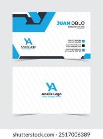 Blue color modern blue business card design template