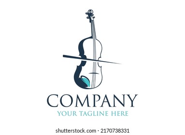 Blue Color Music Cello Logo Design