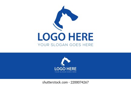 Blue Color Negative Cat and Dog Logo Design
