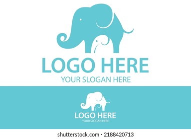 Blue Color Negative Elephant Logo Design Concept