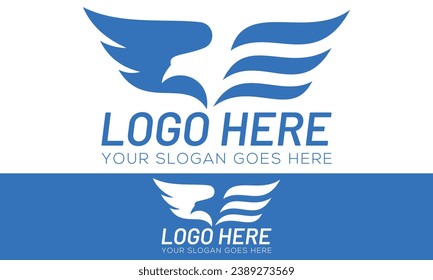 Blue Color negative Space Bird Logo Design