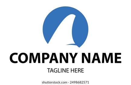 Blue Color Negative Space Fin Fish Logo Design