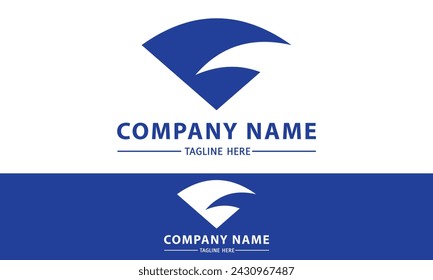 Blue Color Negative Space Fish Fin Logo Design