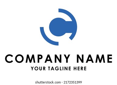 Blue Color Negative Space Initial Letter C Logo Design