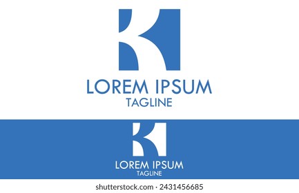 Blue Color Negative Space Initial Letter K Logo Design