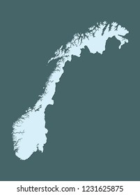 Blue color Norway map with shadow on dark background vector illustration