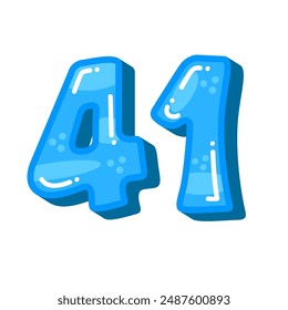 Blue color number 41 vector illustration, number 41 forty one in cartoon kids style