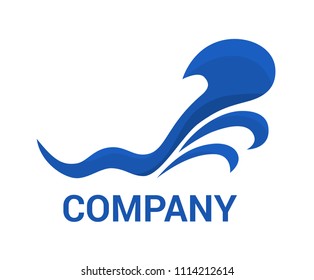 blue color ocean wave on beach type letter w logo design idea concept illustration