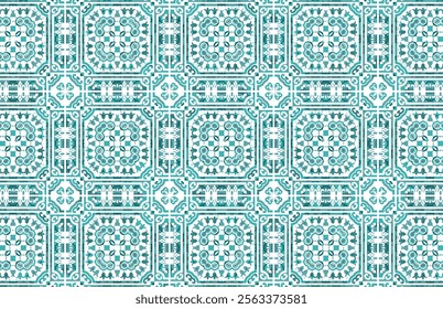 Blue color old tile design pattern