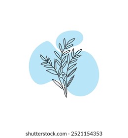 blue color on boho with floral line design element