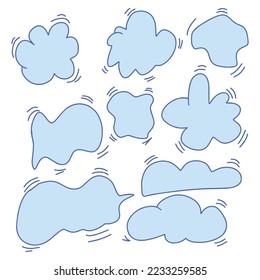 Blue color on Bubbles talk set bundles. Hand sketched thought bubbles and speech bubbles vector design elements