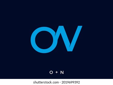 Blue color of ON initial letter design