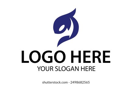 Blue Color Orca Shark Fish Logo Design