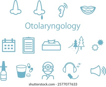 It's blue color otolaryngology icon set.