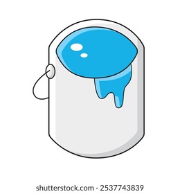 Blue color paint can isolated vector illustration