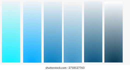 Coleção de paletas de cores azuis. Exemplos de paletas de design abstrato azul.