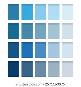 Blue color palette. Cool tone gradients. Shades of aqua. Vector illustration.