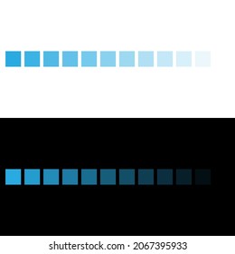 Blue color palette fading into transparency. Blue color spectrum