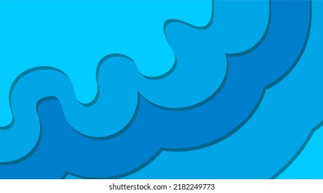 Blue Color Palette Paper Cut Waves Background Design