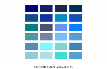 Blue Color Palette with Shades and Tones - Gradient Swatch Chart for Design or Branding