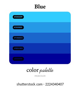Blue color palettes accurately with codes, Perfect for use by illustrators
