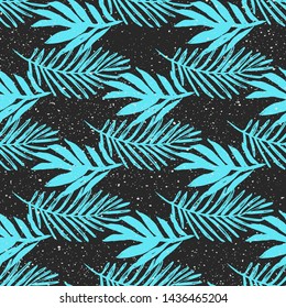 Blue Color Palm  Leaves Seamless Pattern,Fashion Texture.Illustration  for Surface , Invitation , Notebook, Banner , Wrap Paper ,Textiles, Cover, Magazine ,Postcard Background ,Textile 