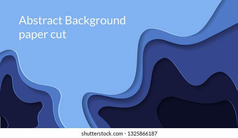 blue color paper layers 3D papercut with gradient on blue vector background. Abstract paper cut texture for your website template