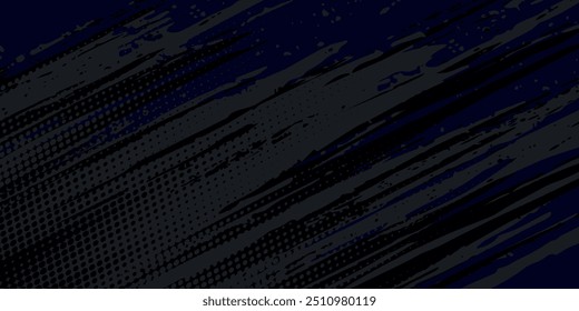 Fondo de textura grunge degradado de patrón de color azul. Punto pop art comics estilo deportivo Ilustración vectorial fondo Abstractas azul oscuro con concepto corporativo moderno 