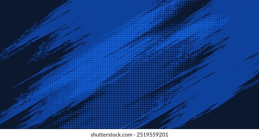 Fondo de textura grunge degradado de patrón de color azul. Punto pop art comics estilo deportivo Ilustración vectorial fondo Abstractas azul oscuro con concepto corporativo moderno	
