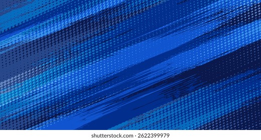 Fondo de textura grunge degradado de patrón de color azul. Punto pop art comics estilo deportivo Ilustración vectorial fondo Abstractas azul oscuro con concepto corporativo moderno