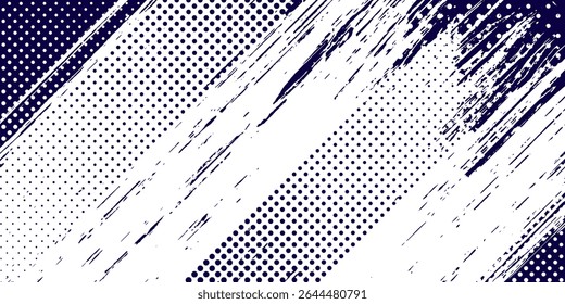Fondo de textura grunge degradado de patrón de color azul. Punto pop art comics estilo deportivo Ilustración vectorial fondo Abstractas azul oscuro con concepto corporativo moderno	