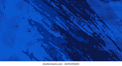 blaues Farbmuster Farbverlauf farbige Textur Hintergrund. Punkte Pop Art Comics Sport Stil Vektorgrafik Abstrakter Hintergrund dunkelblau mit modernem Unternehmenskonzept