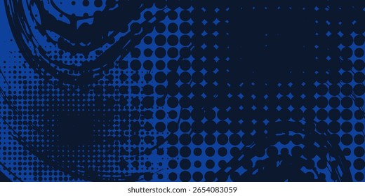 blue color pattern gradient grunge texture background. Dots pop art comics sport style vector illustration
