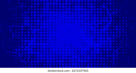 Fondo de textura grunge degradado de patrón de color azul. Punto pop art comics estilo deportivo Ilustración vectorial fondo Abstractas azul oscuro con concepto corporativo moderno