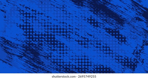 Fondo de textura grunge degradado de patrón de color azul. Punto pop art comics estilo deportivo Ilustración vectorial fondo Abstractas azul oscuro con concepto corporativo moderno