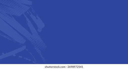 Fondo de textura grunge degradado de patrón de color azul. Ilustración vectorial de estilo deportivo de cómics de arte pop de puntos 