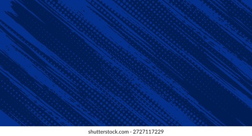 Fondo de textura grunge degradado de patrón de color azul. Puntos de arte pop comics estilo deportivo Ilustración vectorial de fondo Abstractas