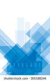 Blue color poster on white background. Vector illustration. Blue color double exposure abstract poster.