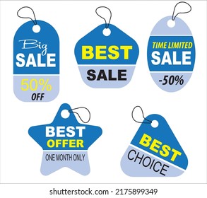 Blue color price tag design set, Vector